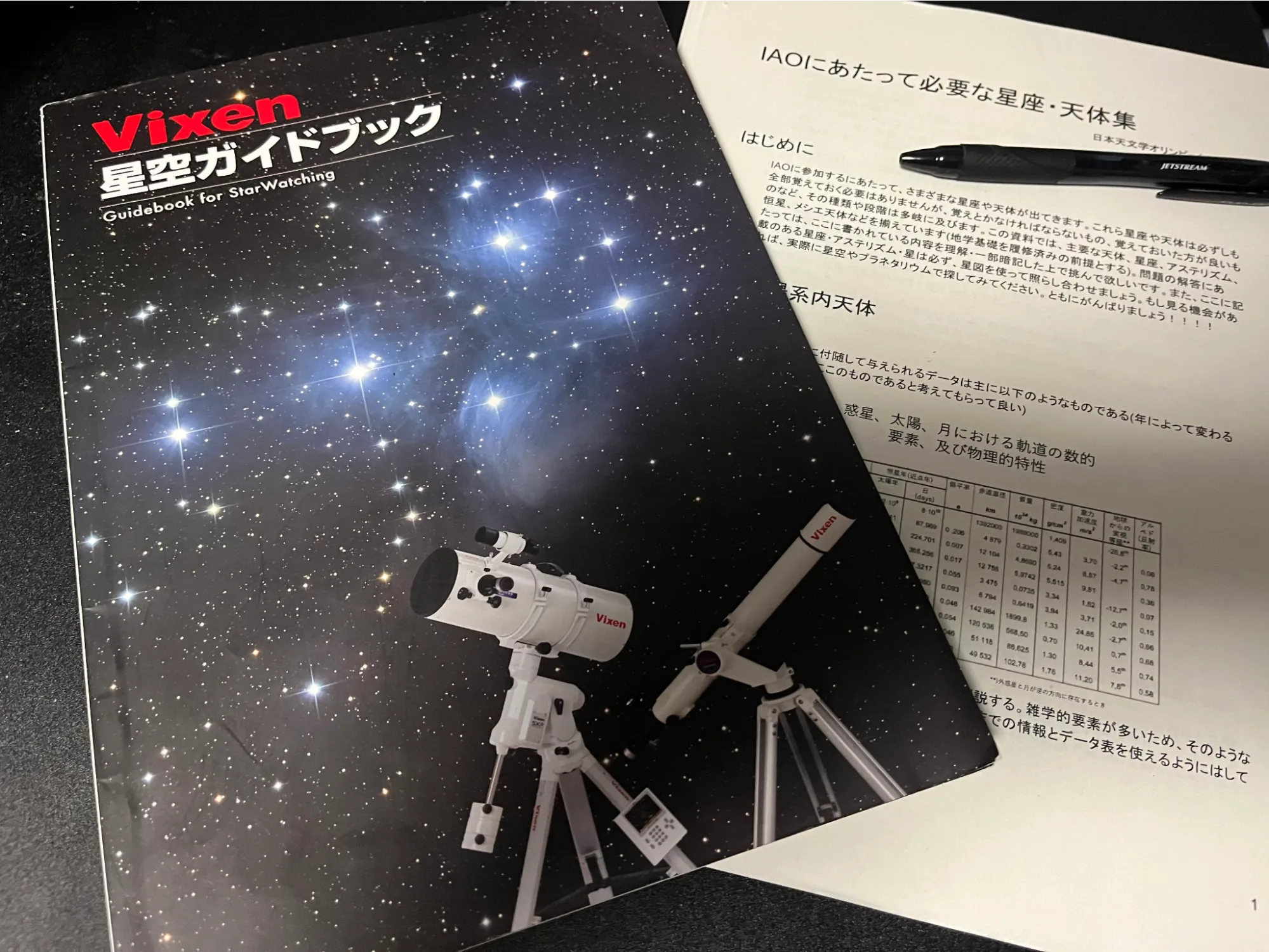 『星空ガイドブック』と研修資料