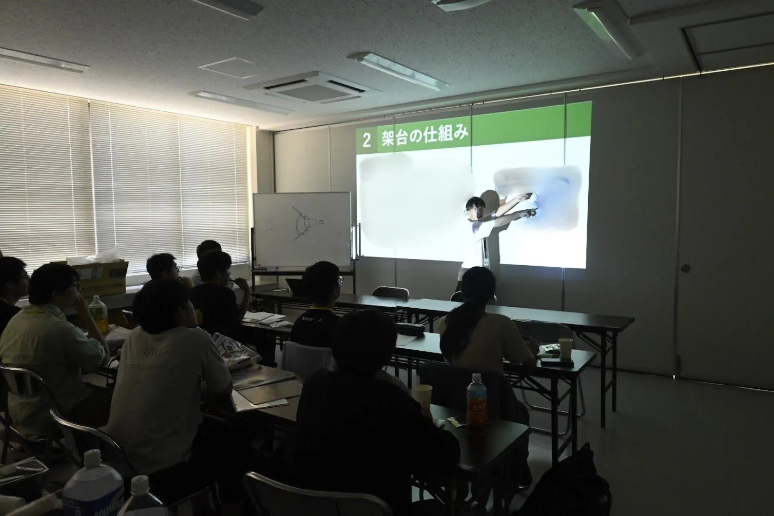 望遠鏡の仕組みについての講義の様子